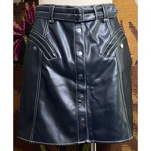 Anthropologie Maeve Faux Leather Button Down Mini Skirt 10